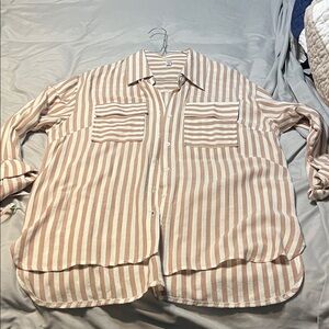 Striped Beige and White Shirt